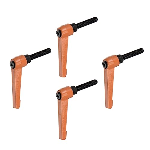 HARFINGTON 4pcs Adjustable Clamping Lever Handles M8 x 30mm Male Thread Bolt Knobs Rotating Screw Locking Quick Release Ratchet Push Button Handle, Orange - size: M8 x 30mm