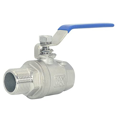 1Pcs Full Port Ball Valve 3/4'' - Heavy Duty Male NPT (MNPT) X Female NPT (FNPT) Thread with Long Handle Switch,Stainless Steel 304 for Water, Oil, and Gas,1000WOG - size: 3/4''
