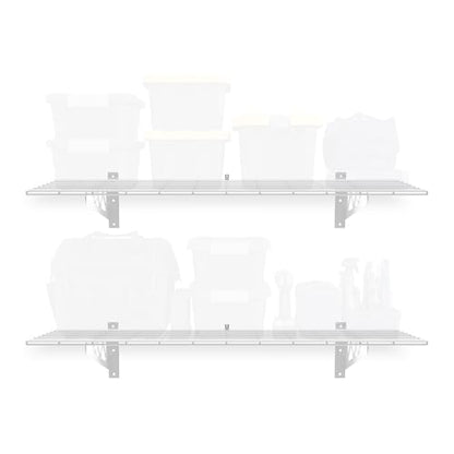 MonsterRax 18x48 White Garage Wall Shelf 2-Pack, 500lb, Hammertone - color: White, size: 18"x48"