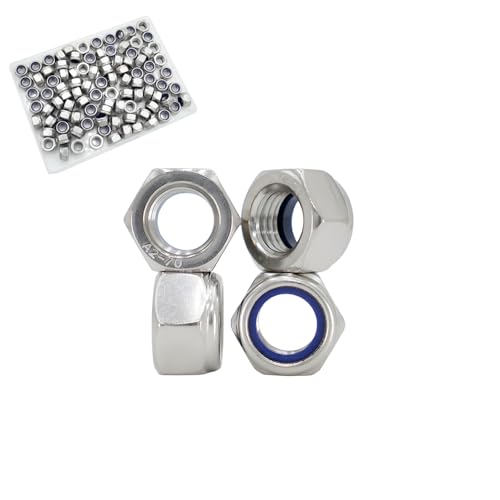 M8‑1.25 Lock Nuts, 90Pcs Stainless Steel Nylock Insert Locking Nuts - size: M8x1.25mm, 90 Pack