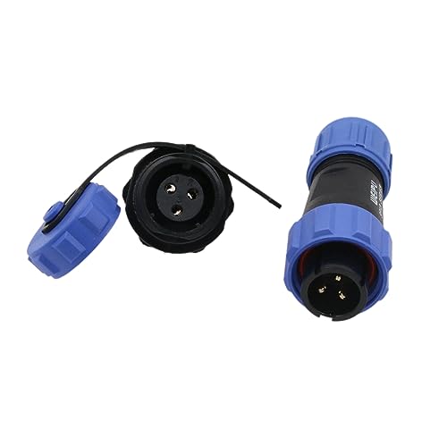 SP13 3 Pin Plug Socket Connector Aviation Circular Male Female 13A, Dustproof Cap 18AWG Wire for Industrial Power Outdoor Application - size: 3 pin 13A