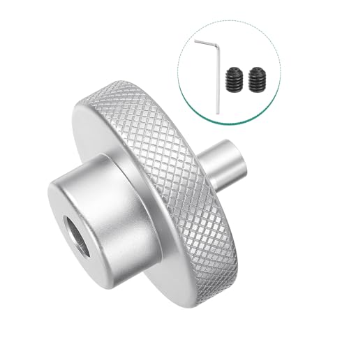 HARFINGTON Aluminum Alloy Handwheel 50mm OD 10mm Bore Lathe Hand Wheel with Rotate Handle Aluminum Milling Machine Handle with Wrench and 2pcs Screws for Milling Machine Lathe, Silver Tone - size: 50mm x 10mm