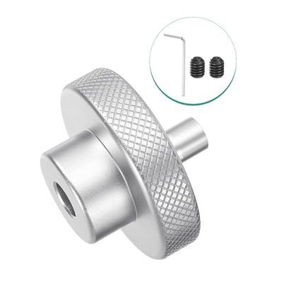 HARFINGTON Aluminum Alloy Handwheel 50mm OD 10mm Bore Lathe Hand Wheel with Rotate Handle Aluminum Milling Machine Handle with Wrench and 2pcs Screws for Milling Machine Lathe, Silver Tone - size: 50mm x 10mm