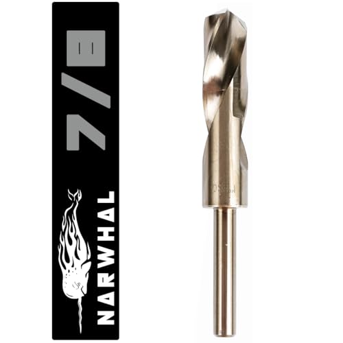 Narwhal 7/8 Inch Cobalt Drill Bits (Industrial Grade M35 Cobalt) 1/2" Shank & 6" Length & 135 Degree Split Point for Drilling Into Metal, Hardened & Stainless Steel, Cast Iron, & More! - size: 7/8 in