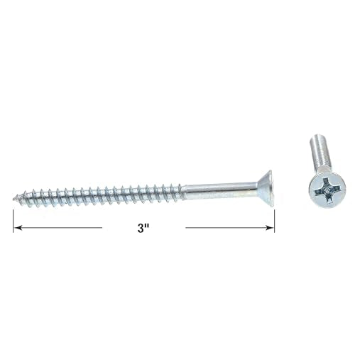 Prime-Line 9036287 Wood Screw, Flat Head Phillips, #12 X 3 in, Zinc Plated Steel, Pack of 25