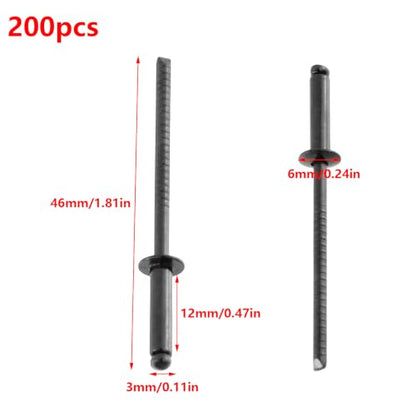Antrader 1/8" x 1/2" Stainless Steel Blind Pop Rivets,Black,200Pcs - color: All Black, size: 3mm x 12mm
