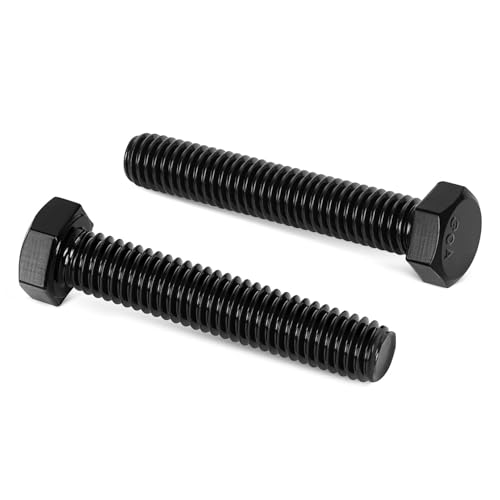 20 PCS M6 x 45mm Hex Head Screw Bolt, Stainless Hex Bolts, Full Thread, 18-8 Stainless Steel (304), Black Coating - size: M6 x 45mm