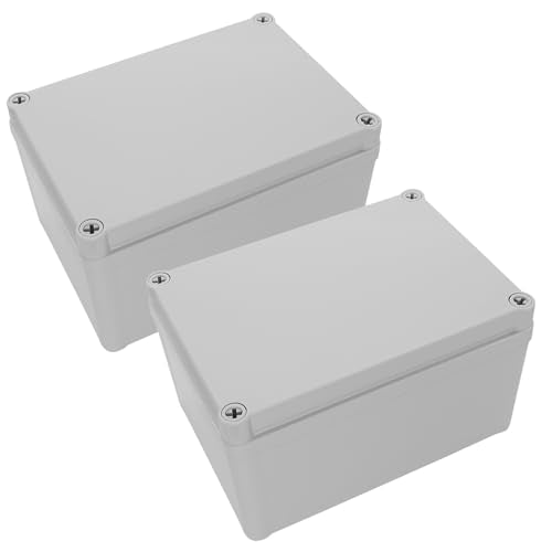 LeMotech Junction Box IP67 Waterproof Dustproof ABS Plastic Project Box for Electrical Outdoor Enclosure Gray 6.9 x 4.9 x 3.9 inch (175 x 125 x 100 mm),2 Pack - size: 6.9" x 4.9" x 3.9" (2pc)