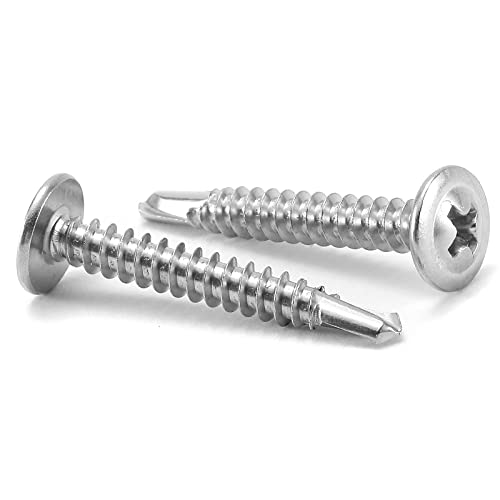 #8 x 1-1/4" Sheet Metal Screws 100PCS 410 Stainless Steel Truss Head Fast Self Tapping Screws by SG TZH - color: Silver, size: #8 x 1-1/4"