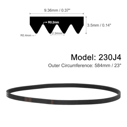 uxcell 230J4 PJ V-Ribbed Belt 4 Ribs 23" Length x 0.37" Width x 0.14" Height, EPDM Poly V Belt, Multi Wedge Micro V Serpentine Belt - size: 230J4