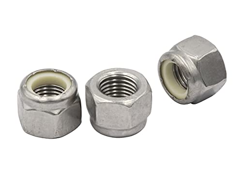 LBY 30pcs Lock Nuts, 3/8-24 Nylon Insert Hex Lock Nuts, 304 Stainless Steel (Silver) - size: 3/8-24