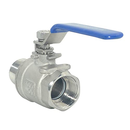 1Pcs Full Port Ball Valve 3/4'' - Heavy Duty Male NPT (MNPT) X Female NPT (FNPT) Thread with Long Handle Switch,Stainless Steel 304 for Water, Oil, and Gas,1000WOG - size: 3/4''