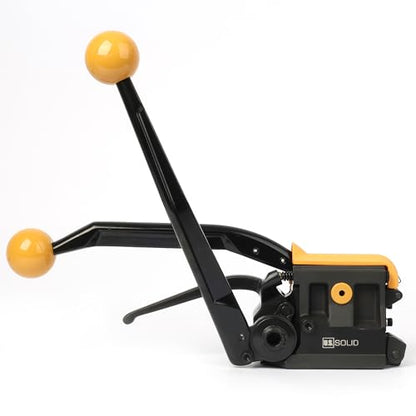 U.S. Solid Sealless Steel Strapping Tool, 3-in-1 Manual Metal Banding Machine (Tensioner, Sealer, Cutter) for 1/2", 5/8", 3/4" Width Steel Straps, Buckle-Free Packaging Tool for Pallets&Crates, Yellow - color: Yellow