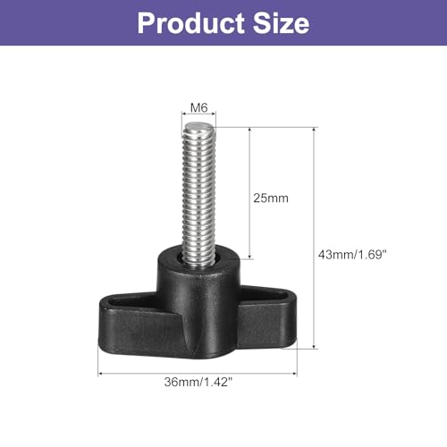 uxcell 5Pcs Clamping Screw Knob, M6 x 25mm Metric 304 Stainless Steel T Shaped Thumb Screws Handle for Quick Remove Hand Tightening Knob Replacement - size: M6 x 25mm