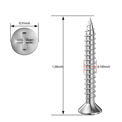 Wensilon (250Pcs) #8x1-1/4 Wood Screw Quick Metal Self Tapping Flat Head 304 Stainless Steel - color: Silver, size: #8x1-1/4