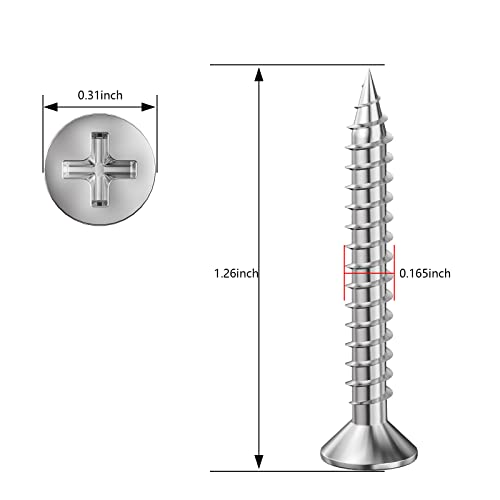 Wensilon (250Pcs) #8x1-1/4 Wood Screw Quick Metal Self Tapping Flat Head 304 Stainless Steel - color: Silver, size: #8x1-1/4