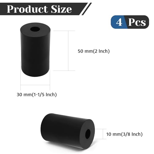 4 PCS Multi Purpose Rubber Spacer, 1-1/5" OD x 3/8" ID x 2" Thickness - size: 1-1/5" OD x 3/8" ID x 2" Thickness