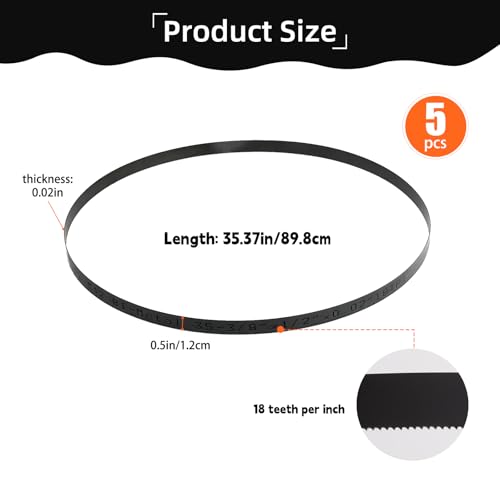 35-3/8 Inch Bandsaw Blade 18 TPI, 35-3/8" x 1/2" x 0.02" Portable Band Saw Blade, Replacement for Milwaukee 48-39-0526, 48-39-0529 and 2829-20 Compact Band Saw, 5-Pack - size: 35-3/8" x 1/2" x 0.02",18 TPI, 5 Pack