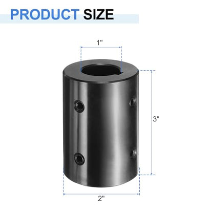 uxcell Shaft Coupling, 1" Bore 2" OD 3" Length Black Oxide Plated ASTM1045 Steel Rigid Coupling for 3D Printers Motor Wheel(4 Set Screws) - size: 1" Bore 2" OD 3" Length