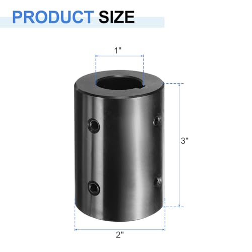 uxcell Shaft Coupling, 1" Bore 2" OD 3" Length Black Oxide Plated ASTM1045 Steel Rigid Coupling for 3D Printers Motor Wheel(4 Set Screws) - size: 1" Bore 2" OD 3" Length