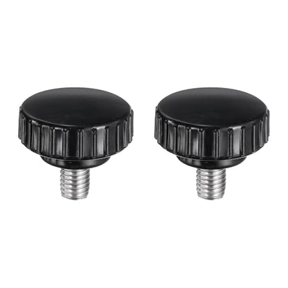 uxcell 2pcs Knurled Clamping Knobs M8 x 12mm Metric 304 Stainless Steel Male Thread Thumb Screw on Type 30mm Plastic Round Head Threaded Hand Bolt Stud Knobs Black - size: M8 x 12mm x 30mm