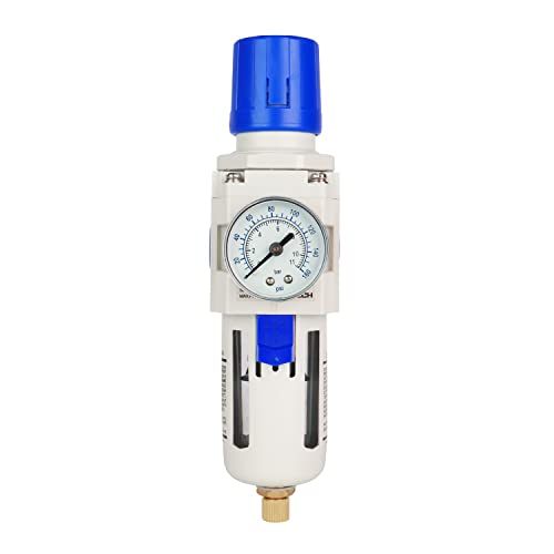 BLCH 3/8" NPT Air Dryer - Air Pressure Regulator, Air Compressor Filter AW3000-03 Semi-Auto Drain Poly Bowl Gauge 0-160 PSI 5μm Brass - size: AW3000-03