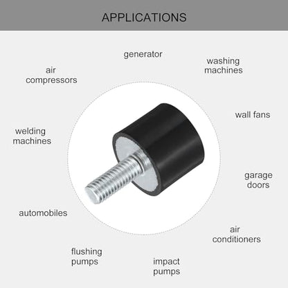 uxcell M8 Thread Rubber Mounts, Vibration Isolators, Cylindrical Shock Absorber with Studs 25 x 20mm 8pcs - size: M8x25x20mm
