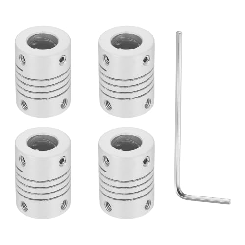 Flexible Shaft Coupling(2mm|8mm): 4 Pcs Silver Aluminum Alloy - color: Silver, size: 2mm x 8mm (15mm OD, 25mm L)