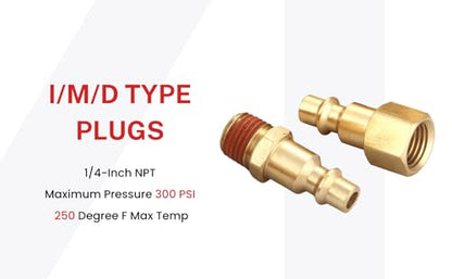 Coupler and Plug Kit, 1/4 Inch NPT, 14 Piece - size: 14 Piece with sealant