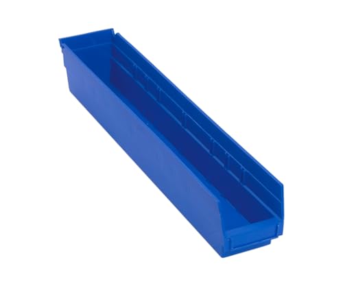 Quantum Storage Systems QSB105BL 16-Pack 4" Hanging Plastic Shelf Bin Storage Containers, 23-5/8" x 4-1/8" x 4" , Blue