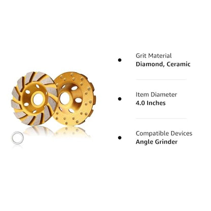 4 Inch Concrete Stone Ceramic Turbo Diamond Grinding Cup Wheel,12 Segs Heavy Duty Angle Grinder Wheels for Angle Grinder(4 Pieces) - style: 4 Pieces