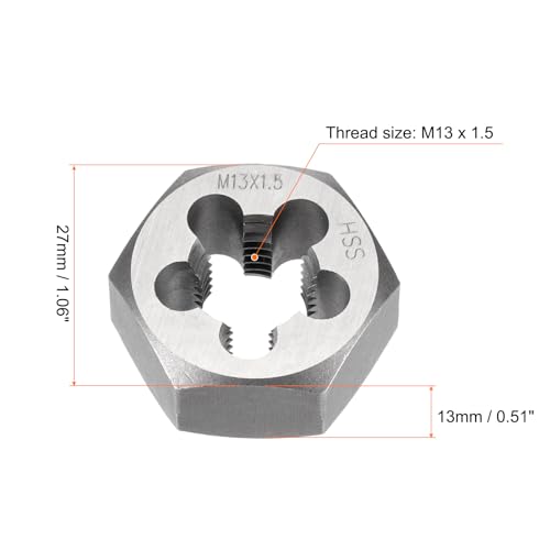 HARFINGTON Hex Threading Die M13 x 1.5 Metric Thread Right Hand High Speed Steel Rethreading Fixed Die Screw Cutting Tapping Repair Tool - size: M13 x 1.5