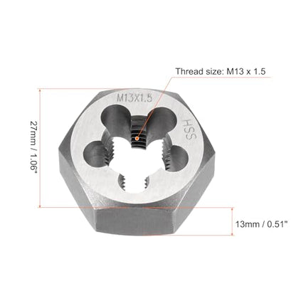 HARFINGTON Hex Threading Die M13 x 1.5 Metric Thread Right Hand High Speed Steel Rethreading Fixed Die Screw Cutting Tapping Repair Tool - size: M13 x 1.5