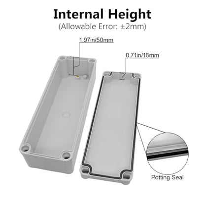 LeMotech IP67 Waterproof Junction Box ABS Plastic Project Box Dustproof Electrical Box Outdoor Enclosure for Electronics DIY Case Gray 9.8X 3.1x 2.8 inch (250x 80x 70 mm) - size: 9.8" x 3.1" x 2.8" (1pc)