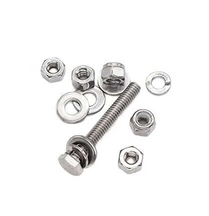 50pcs 1/4-20 x 2 Hex Bolts Spring Flat Washers Hex Nuts Nylon Inserted Lock Nuts, 304 Stainless Steel / A2-70/18-8, Plain Finish, Full Thread - size: 1/4"-20 x 2" (10-Pack)