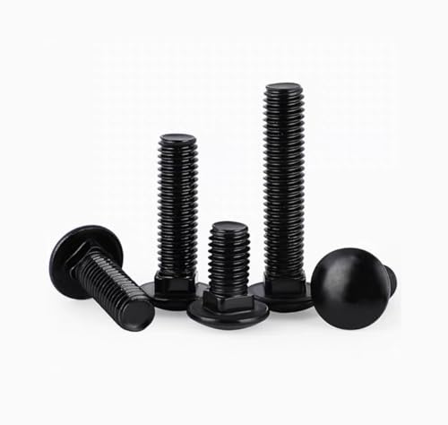 4pcs M8 x 100 mm Black Carriage Bolt Coach Bolt,Stainless Steel Round Head Square Neck Flange Screw Bolts