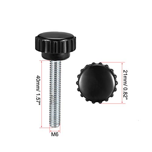 uxcell 4pcs Knurled Clamping Knobs M6 x 40mm Metric Zinc Plated Carbon Steel Male Thread Thumb Screw on Type 20mm Plastic Round Head Threaded Hand Bolt Stud Knobs Black - size: M6 x 40mm x 20mm