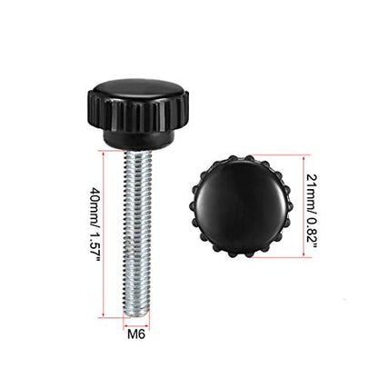 uxcell 4pcs Knurled Clamping Knobs M6 x 40mm Metric Zinc Plated Carbon Steel Male Thread Thumb Screw on Type 20mm Plastic Round Head Threaded Hand Bolt Stud Knobs Black - size: M6 x 40mm x 20mm