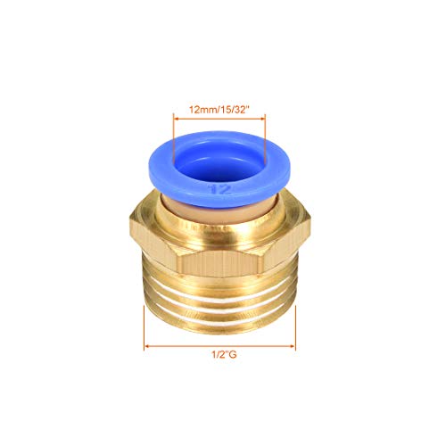 uxcell Straight Pneumatic Push to Quick Connect Fittings G1/2 Male x 12mm Tube OD 5pcs - size: 12mm
