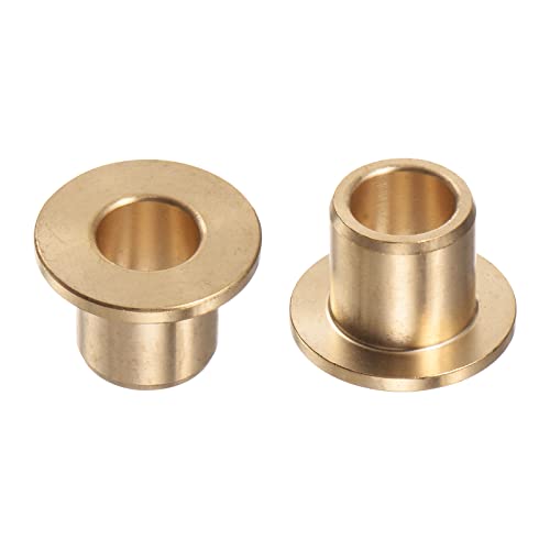 HARFINGTON 2pcs Flange Bearing Sleeve 10mm Bore 14mm OD 15mm Length 2mm Flange Thickness Bronze Bushing Self-Lubricating Bushings Sleeve for Industrial Equipment - size: 10mmx14mmx15mm