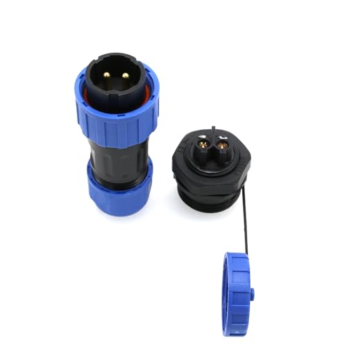 TY20 2 Pin 25A Screw Terminal Connector, Aviation Waterproof Quick-Disconnect, Panel Mount Male Female Cable Plug Socket for Power Outdoor Device Boat Marine - color: Panel Mount, size: 2 Pin 25A