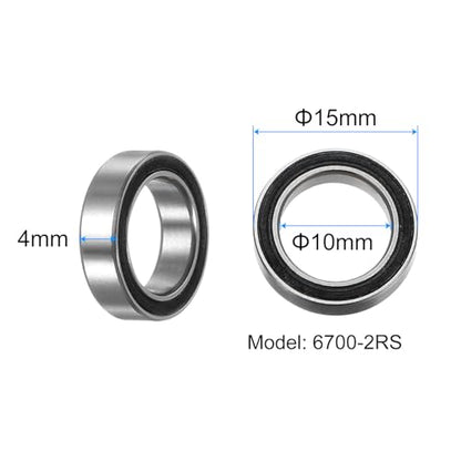 uxcell 10pcs 6700-2RS Miniature Deep Groove Ball Bearings 10x15x4mm Black Rubber Sealed Bearings for TRX4 1/10 RC Cars Trucks, 3D Printer, P6 (ABEC 3) - color: Black, size: 10x15x4mm