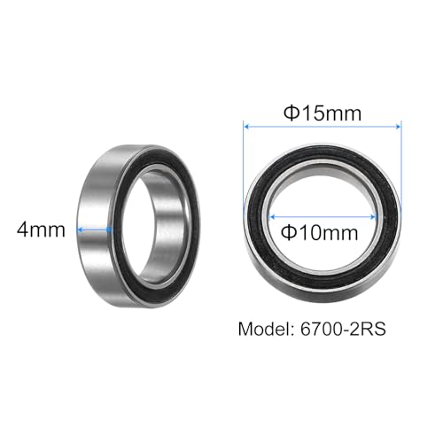 uxcell 10pcs 6700-2RS Miniature Deep Groove Ball Bearings 10x15x4mm Black Rubber Sealed Bearings for TRX4 1/10 RC Cars Trucks, 3D Printer, P6 (ABEC 3) - color: Black, size: 10x15x4mm