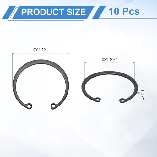 uxcell 10Pcs 1-31/32" (50mm) Internal Retaining Ring Circlip, 65 Mn Spring Steel Internal Circlip Snap Rings C-Clips for Grooved Shafts Studs, Black - size: 1-31/32"(50mm)