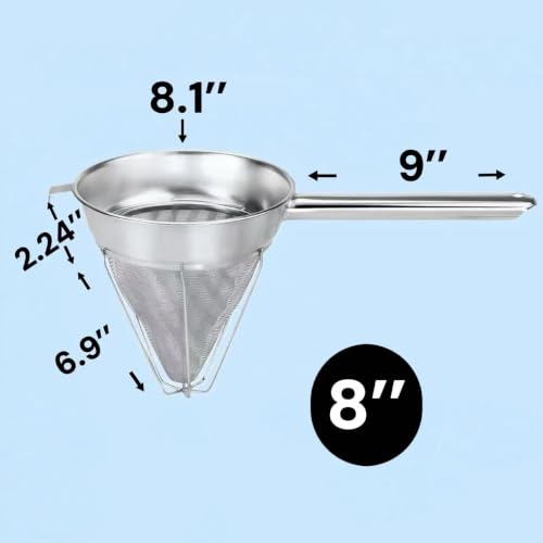 8-Inch Stainless Steel Fine Mesh Chinois Strainer - size: 8-Inch