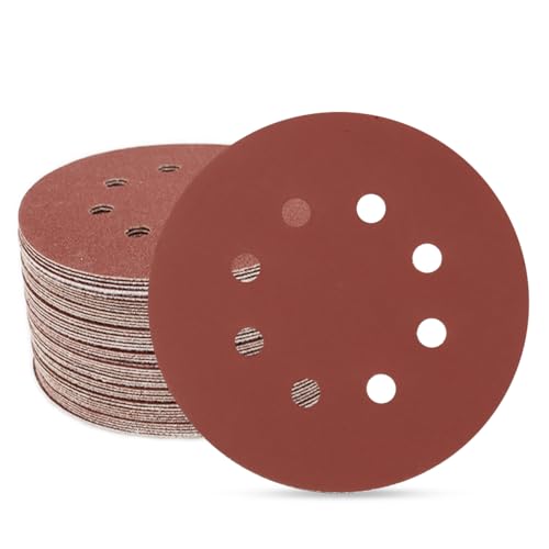 5 Inch 8 Hole Sanding Discs Hook and Loop, 50 PCS 800 Grit Round Sand Paper Disc, Aluminum Oxide Sandpaper Pads for Random Orbital Sander - style: 800 Grit,50-Pack