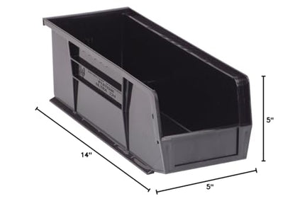 QUANTUM STORAGE SYSTEMS QUS234BR Ultra Stack & Hang Recycled Plastic Heavy Duty Part Organizer Black Bins 15" L x 6" W x 5" H 12 Pack