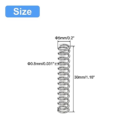 uxcell 5Pcs Compression Spring 304 Stainless Steel 5mmOD,0.8mmWD,30mmFL - size: 0.8mmx5mmx30mm