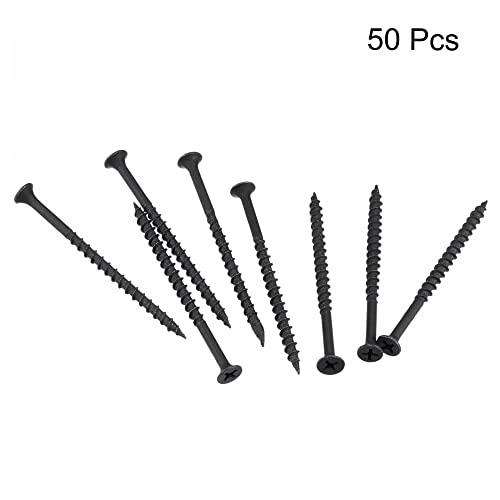 uxcell #8 x 2 3/4-Inch Wood Screws Phillips Flat Head Carbon Steel Self Tapping Screws Black 50pcs - size: #8 x 2 3/4-Inch