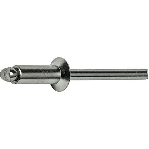 Fastenere Pop Rivets -3/16" x 1/2" (50 pcs) Heavy Duty, Open-End, Stainless Steel, Dome-Head Blind Rivets, Corrosion-Resistant, High Tensile & Shear Strength, 6-8 Gap .376" - .500" - size: 3/16" x 1/2" (6-8) (50 Pack)